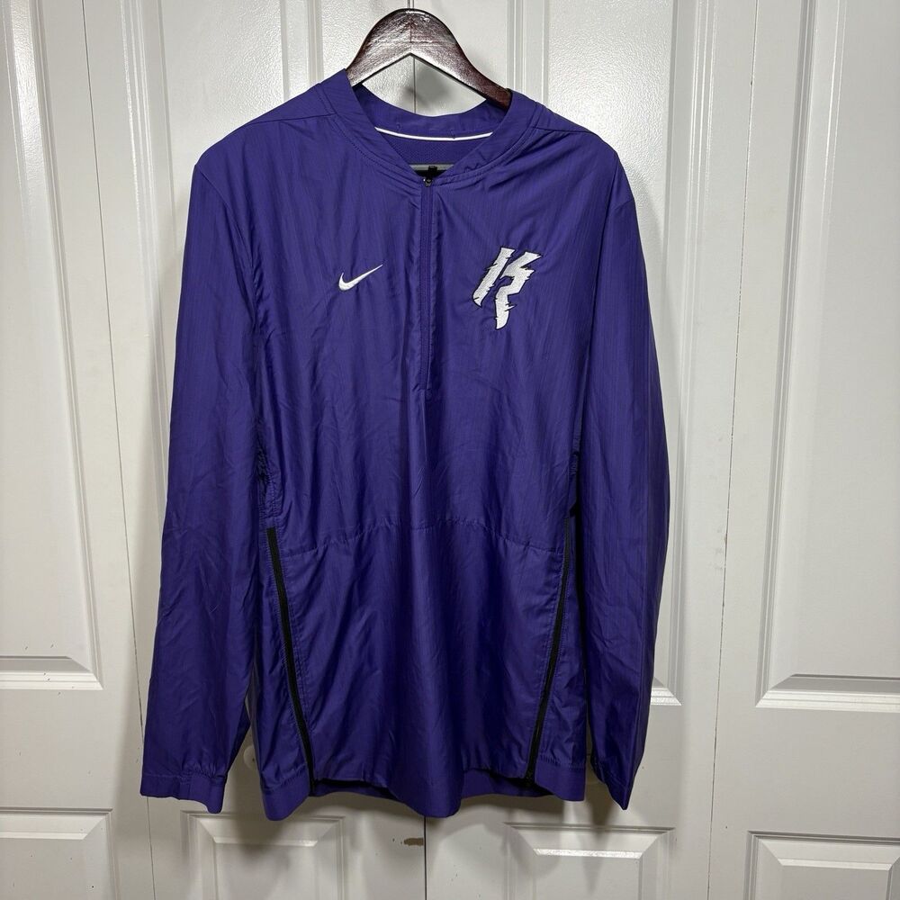 Nike Vented Jacket Men L Purple Lightweight Windbreaker Half Zip Training Fit